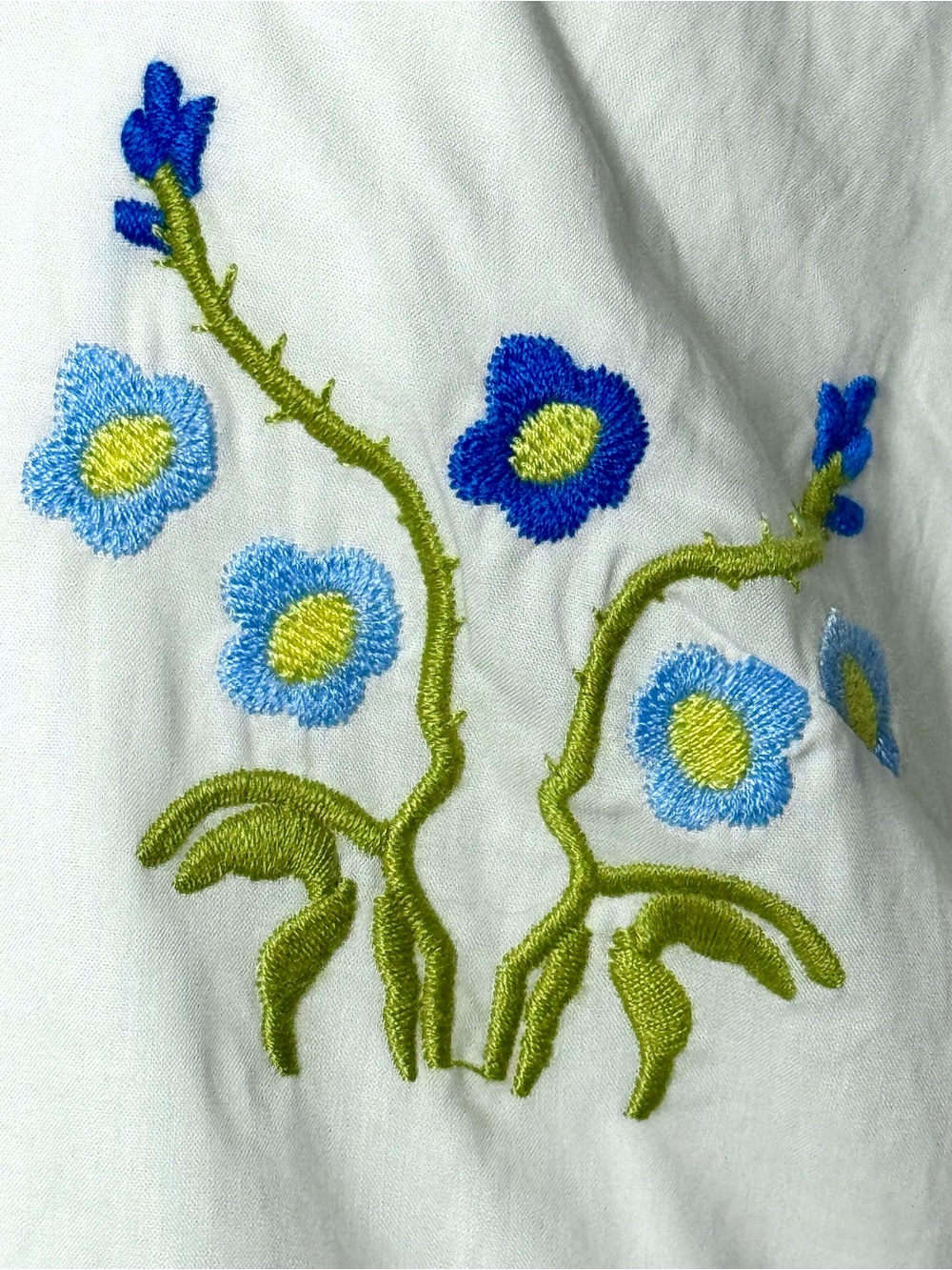 English Factory Cayce Embroidered Cotton Midi Dress Ivory Blue Tiered NWT Large - Picture 6 of 10